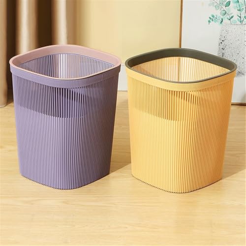 Botes de basura interiores amarillos de plástico redondos para cocina casera 6