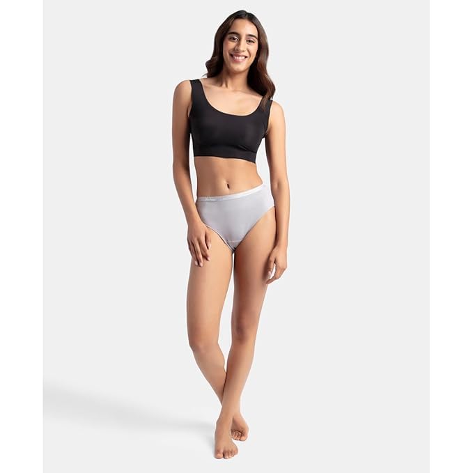 Image of LOURYN KOULYN Women's High Coverage Super Combed Cotton Mid Waist Hipster with Ultrasoft Exposed Waistband and StayFresh Treatment