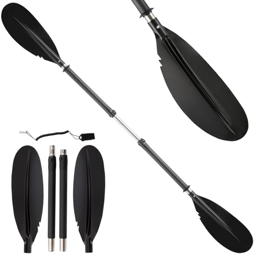 Greeily Kayak Paddle, 71inch to 100inch Telescopic Canoe Paddle Boat Oars with Kayak Paddles Leash Made of Stainless Steel Tube and Comfort Grips Black