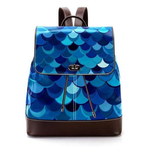 Sac à dos motifs écailles de sirène bleues aux finitions soignées pour esthètes