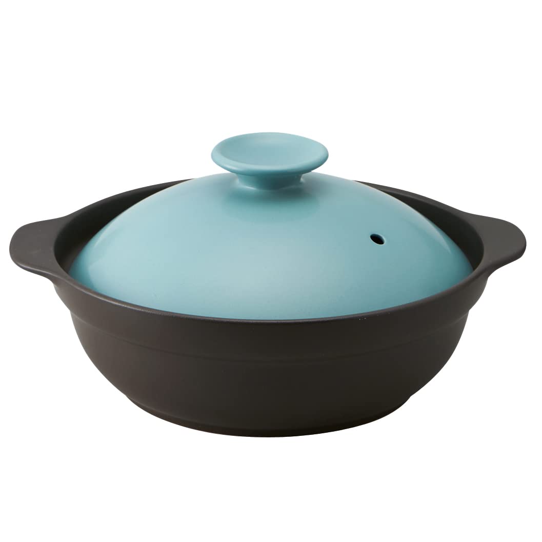 TamakiThermatec T-942352 IH Compatible Ultra Lightweight Earthenpot, No. 8, 11.8 inches (30 cm), 6.9 fl oz (1,900 ml), Turkey Blue