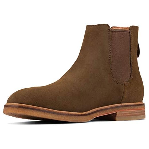 Clarks Men's Clarkdale Gobi Chelsea Boot, Dark Olive Suede, 11
