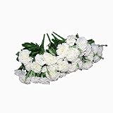 Ieoyoubei 4 Bunches Bouquet of Artificial Silk Flower Creamy-White Carnations11 Inch Bouquet and Green Leaf for Home Decoration Bridal Wedding Festival Decoration with 10 Per Bunch Flower