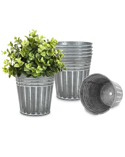 vensovo 6 Inch Silver Metal Rustic Flower Pots...