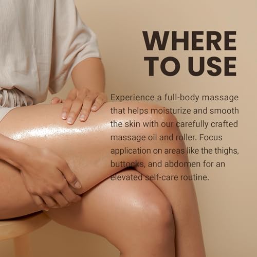 Image of Lymphatic Massage Oil & Roller Kit for Massage Therapy - Ylang Ylang & Ginger Lymphatic Drainage Oil & Massager for Circulation & Detox Support, Non-Greasy Formula & Easy to Use Roller (8 Fl Oz) by M3