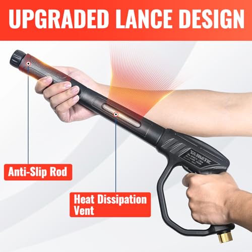 YAMATIC Pressure Washer Gun Wand with Swivel 3/8" Plug & M22 Coupler- Ergonomic Handle -High Power Washer Extension Wand for Honda, Simpson, Craftsman, Ryobi, 5 Nozzle Tips, M22 to 1/4'' QC, 43 Inch by YAMATIC - Image 4