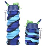 Práctica hervidor de agua: después de doblar el espacio ocupado es menor, lo que ahorra espacio en la mochila. Y nuestras tazas livianas tienen una hebilla de metal para caminar para facilitar su transporte. Esta botella de agua plegable viene con una tapa de pico a prueba de fugas.