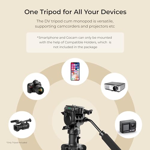 Image of DIGITEK (DPTR 895VD) 195 CM Tripod Cum Monopod with Aluminum Alloy & Multipurpose Head, 3-Way Head, Lightweight 590MM Folded with Carry Bag, Max Load 5Kg, Ideal for DSLR, DV Camera's