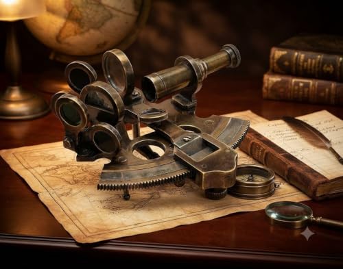 Sextante náutico Humaira de bronce sólido instrumento de navegación astronómico miniatura 4