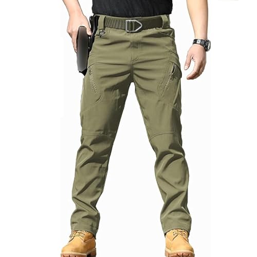 Men's Stretch Tactical Pants, with 10 Pockets Water Resistant Ripstop Cargo Pant Lightweight Work Hiking Pants