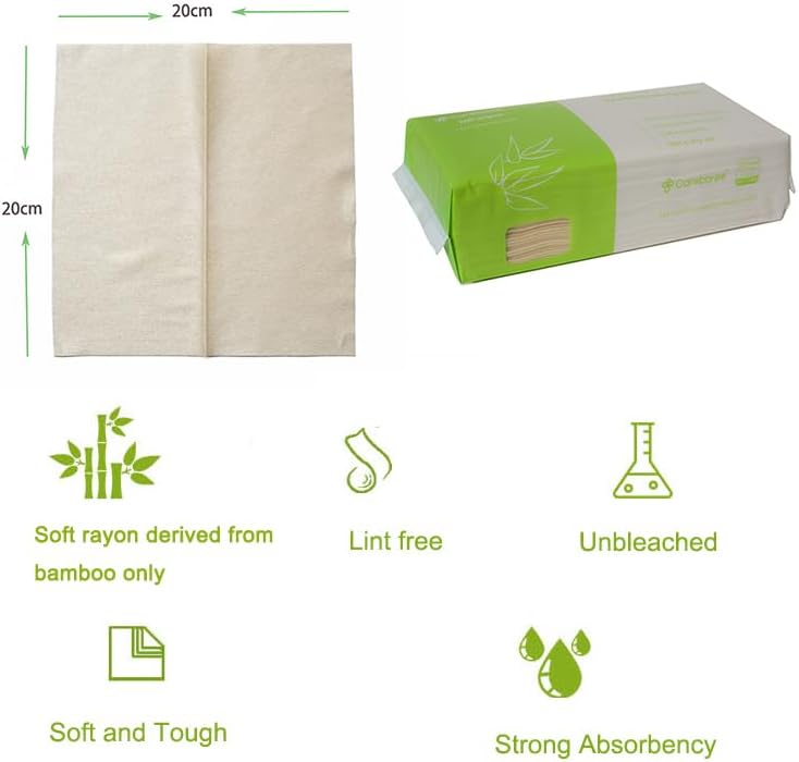 Miniatura 2 de 300 toallitas secas careboree sin blanquear para bebé, sin perfume, multiuso de tejido de algodón