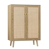 armoire rotin blanc Taille parfaite : Armoire de petite taille 80x34x112 cm (LxPxH) -Peu encombrante, elle permet également de ranger les objets du quotidien et la vaisselle, idéale pour la cuisine, le salon ou l'entrée.