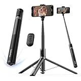 KOLOOBO 67'' Automatic Phone Tripod, Auto-Open Selfie Stick for iPhone with Remote, 360° Rotatable Extendable Phone Stand for Video Recording Vlog, Stable Travel Tripod Compatible with iPhone Android
