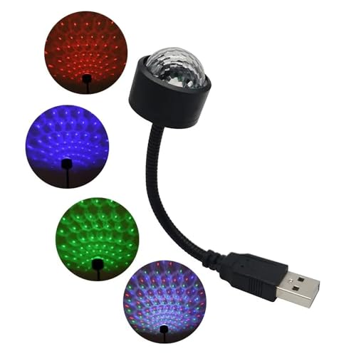 Image of USB Star Night Light Projector and Mini Disco Ball Light, Adjustable AUTO ROOF Interior CAR Ceiling Lights, Flexible Atmosphere Strobe Light Decorations for Bedroom CAR Party Ceiling