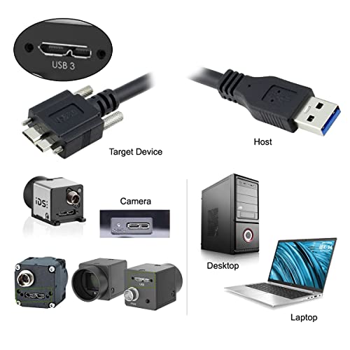 Chenyang 15ft 5m USB 3.0 A Type Cable Male to Micro USB 3.0 B Male with Mount Panel Screws for Camera Disk - Image 3
