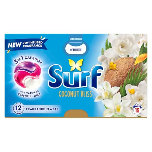 Surf Laundry Washing Detergent Capsules Coconut Bliss 15 Washes