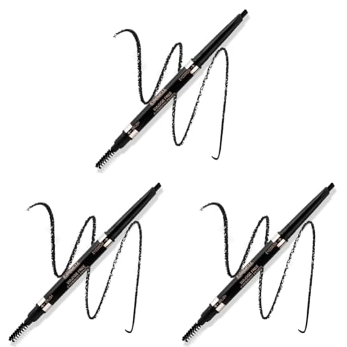 Image of INSIGHT Smudge Free Eyebrow Pencil with Spoolie | Matte Finish | Long Lasting & Waterproof | For Indian Skin Tones | 30gm | Shade: Black (Pack of 3)