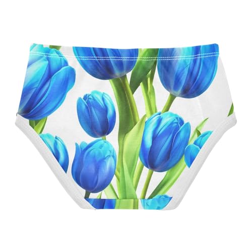 Girls Underwear Toddlers 2t Cotton Girl Panties Cute Aesthetic Briefs Kids Undies Spring Tulip Flower Blue2