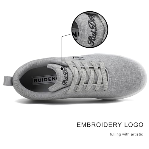 Image of RUIDENG Platform Shoes for Women Cushion | Womens Sneakers Platform Working All Day | 2 Inch Thick Rocker Bottom Grey Size 8