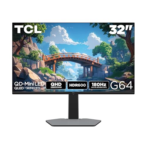 Image of TCL 32G64 32 Inch 1440P (QHD) QD Mini LED Gaming Monitor, 180Hz, 1ms, HDR600 Brightness, 336 Local Dimming Zones, AMD FreeSync, NVIDIA G-SYNC Compatible, HDMI and DisplayPort Inputs, Off-White