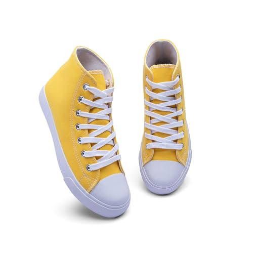 Image of Women's High-Top Canvas Sneakers - Classic Lace-Up Casual Shoes with Extra Shoelaces - Comfortable, Stylish, and Durable