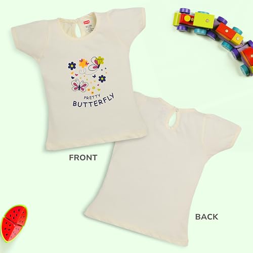 Image of LuvLap Baby Girls Regular Fit 100% Cotton Half Sleeves Girls Top Pack of 5