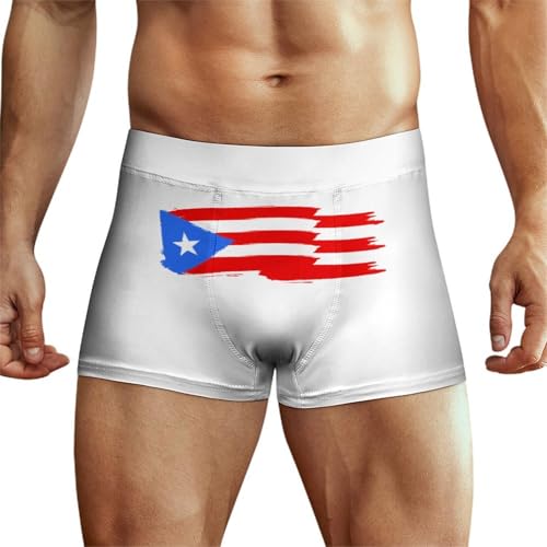 JIUFOTK Ropa Interior para Hombre con la Bandera de Puerto Rico, Suave Seda Helada, Transpirable, con Cintura elástica