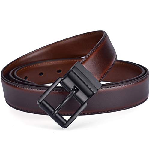 Image of Beltox Men's Belt Dress Casual Reversible Leather 1.1 inch w Roller Buckle Rotated