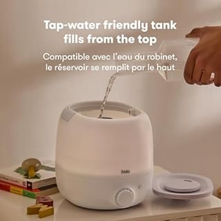 Frida Baby 3-in-1 Cool Mist Humidifier for Large Rooms, Top Fill Humidifier for Bedroom, 60 Hour Runtime + Diffuser, Nightlight, Auto Shut-Off, Quiet, Carry Handle, Nightlight, Essential Oil Diffuser