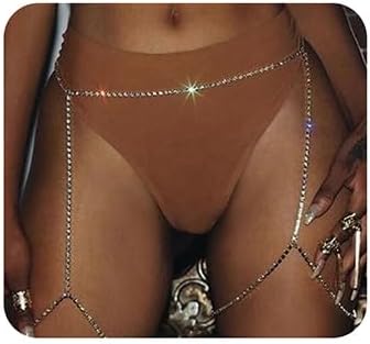 Xerling Crystal Thigh Leg Chain Rhinestone Tennis Chain Waist Chain Sexy Belly Chain Bikini Body Chain Jewelry for Women