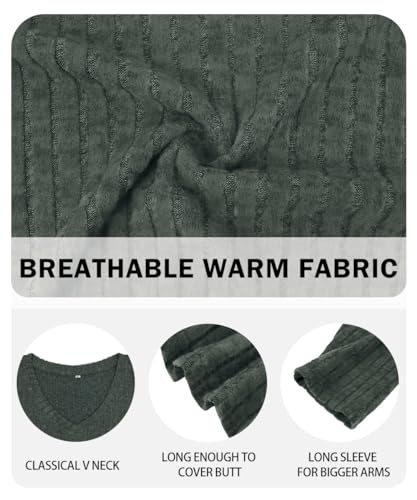 Image of RITERA Plus Size Sweater, Ribbed Long Sleeve Solid Top for Women | Soft vertical ribbed knit, modest V neck, loose long sleeves, curved swing hem, slimming casual layering top for curvy women