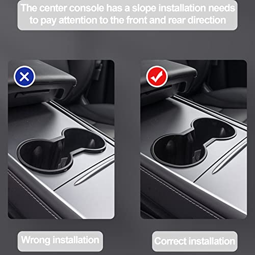 Epspic Center Console Cup Holder Insert For Tesla Model Y Model 3 2021/2022/2023, Silicone Car Cup Holder Insert For Tesla Accessories Interior Only Fit For Tesla Model Y / 3 New Console [Black] #TOP5
