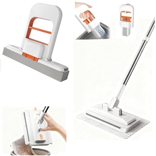 Image of Press Grip Mini Mop with a Mini Foldable Desktop Mop, Zero-Touch Gap Dust Cleaner with 39in Stick & Clip On Locking Head, Dry Wet Disposable Dust Mop for Kitchen Wall Bathroom Toilet Corners