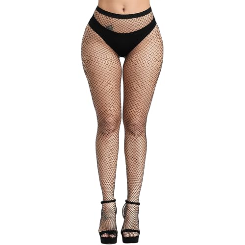 Image of Bestjybt Womens Fishnet Tights High Waist Mesh Fish Net Stockings Pantyhose | Cool Pattern, Sexy, Perfect For Daily Use, Costume Halloween Cospaly, Versatile, Stretchy, Non-Itchy, Great Fit