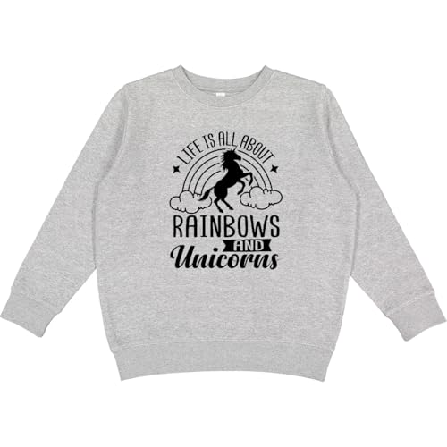 inktastic Life Is All About Rainbows and Unicorns Youth Sweatshirt Youth X-Large (18-20) Heather 48659