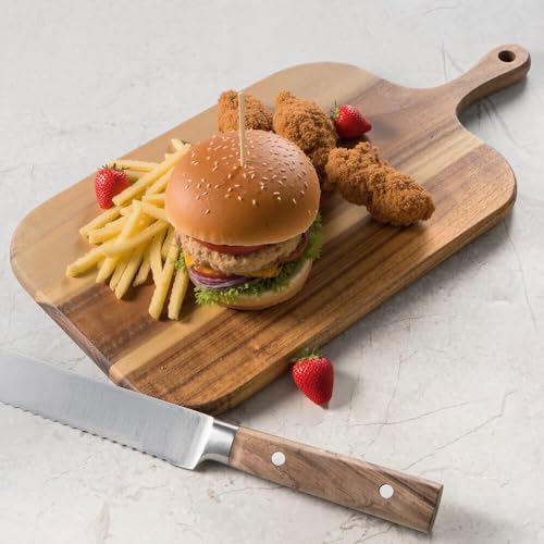 Tabla de Cortar Linwnil de Madera de Acacia con Mango (13.8"L x 5"W x 0.75"Th) miniatura 5