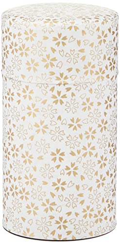 Yamako Pokkan a Japanese Tea Tin Canister, Air Tight, Double Lid, 200g Tea Capacity (Sakura - Cherry...