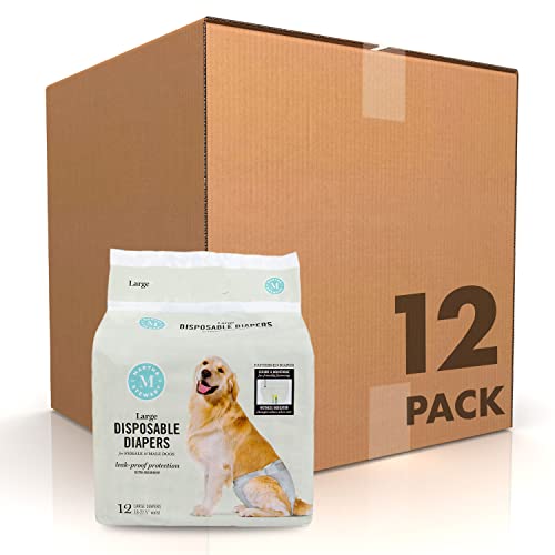 Martha Stewart Pañales desechables para perros para mascotas, tamaño grande de 18 a 23 pulgadas de cintura | 144 pañales desechables para perros, a prueba de fugas y absorbentes para perros grandes