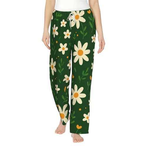 Pantalon de pyjama en polaire pour femme à motif marguerite