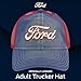 Ford Truck Hat, Logo Mesh Adjustable Snapback Baseball Cap with Curved Brim, Blue, One Size