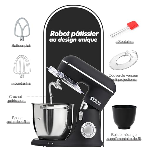 Robot pâtissier 1300W 2 bols 4,5L/5L Kitchen in the box – Image 2