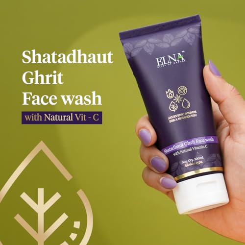 Image of ELNA Hydrating Vitamin C Face Wash for Dry Skin, With Shata Dhauta Ghrita & Aloe Vera, Face Wash for Nourishing & Moisturize Skin, Gentle Facewash for All 100ml
