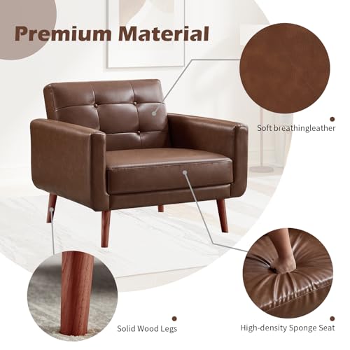 Sillón Plegable Marrón de Cuero Retro miniatura 4