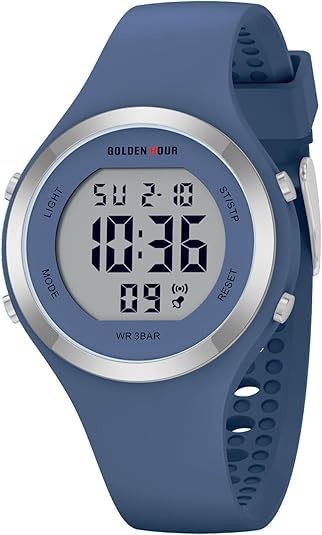 Image of GOLDEN HOUR Waterproof Sport Women's Digital Chronograph Silicone Strap Watch