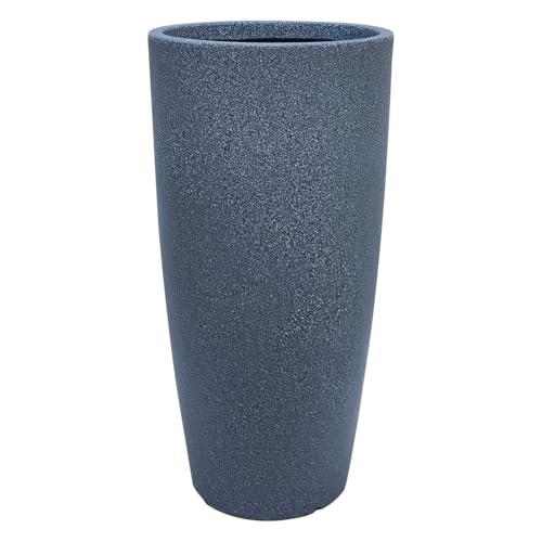 Image of Harshdeep Roto Planter - Venice - Indoor Outdoor Home Balcony Garden Decorative Round Durable Light Weight Stone Finish Plant Pot Dia 11 Inch Height 22 Inch(Grey Stone)