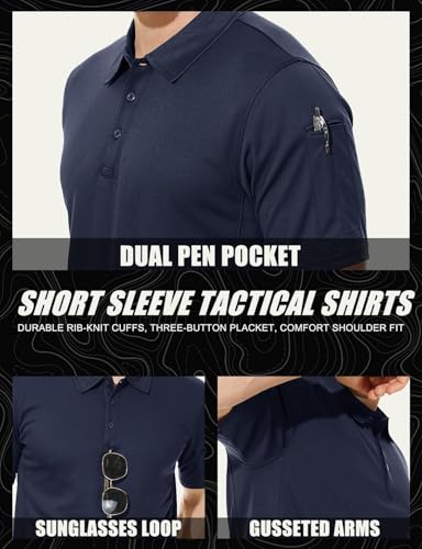 MAGCOMSEN Men's Polo Shirt Quick Dry Performance Short Sleeve Tactical Shirts Pique Jersey Golf Shirt - Image 6