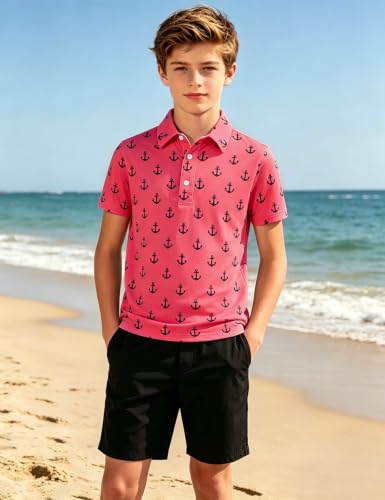 Cuddomper Boys Polo Hawaiian Shirt Size 7-8 Short Sleeve Golf Clothes - image 2