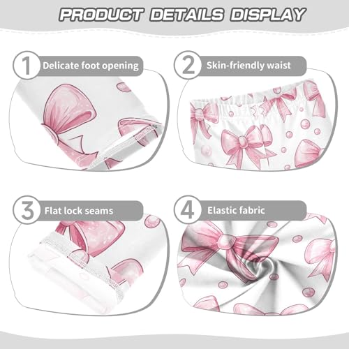 Wusikd Pink Bows 4 Girls' Leggings Toddler Doodles Kids Yoga Pants Dance Active Tights 4T3