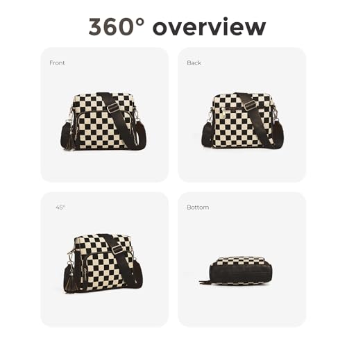 Image of Sling Bag Crossbody Bags For Women Plaid Striped Fanny Packs Chest Bag for Work Shopping (Black(Multi-Pocket Bag))