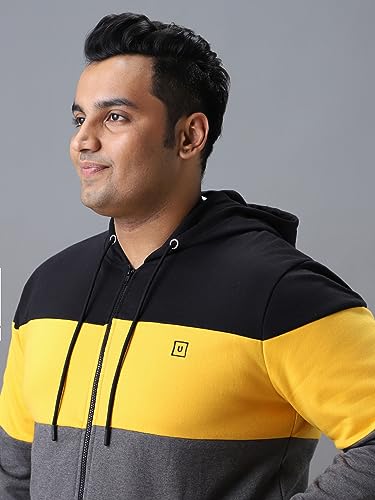 Image of Urbano Plus Men's Cotton Zippered Hooded Casual Winterwear Sweatshirt